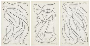 ABRAHAM WALKOWITZ Group of three abstract pencil drawings of Isadora Duncan.